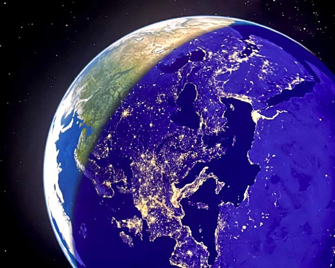 Grafik Erde bei Nacht Planetarium