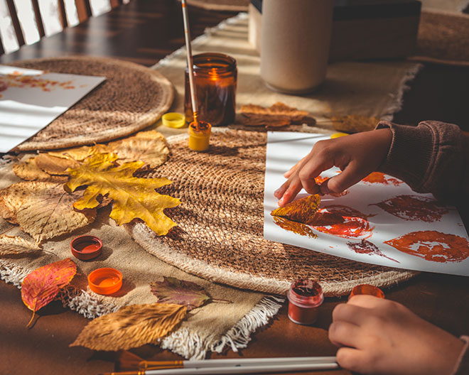 drucken basteln farbe herbst blätter