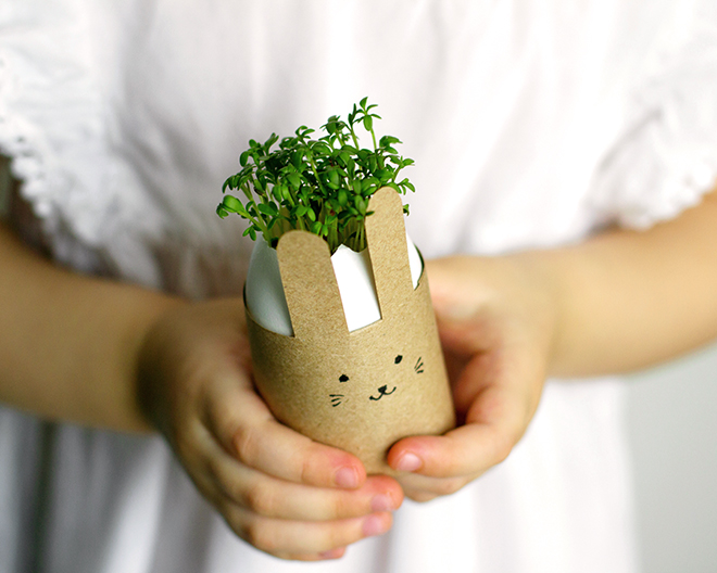 Ostern Osternest Kresse basteln
