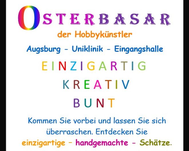 Basar Osterbasar der Hobbykünstler Ostern